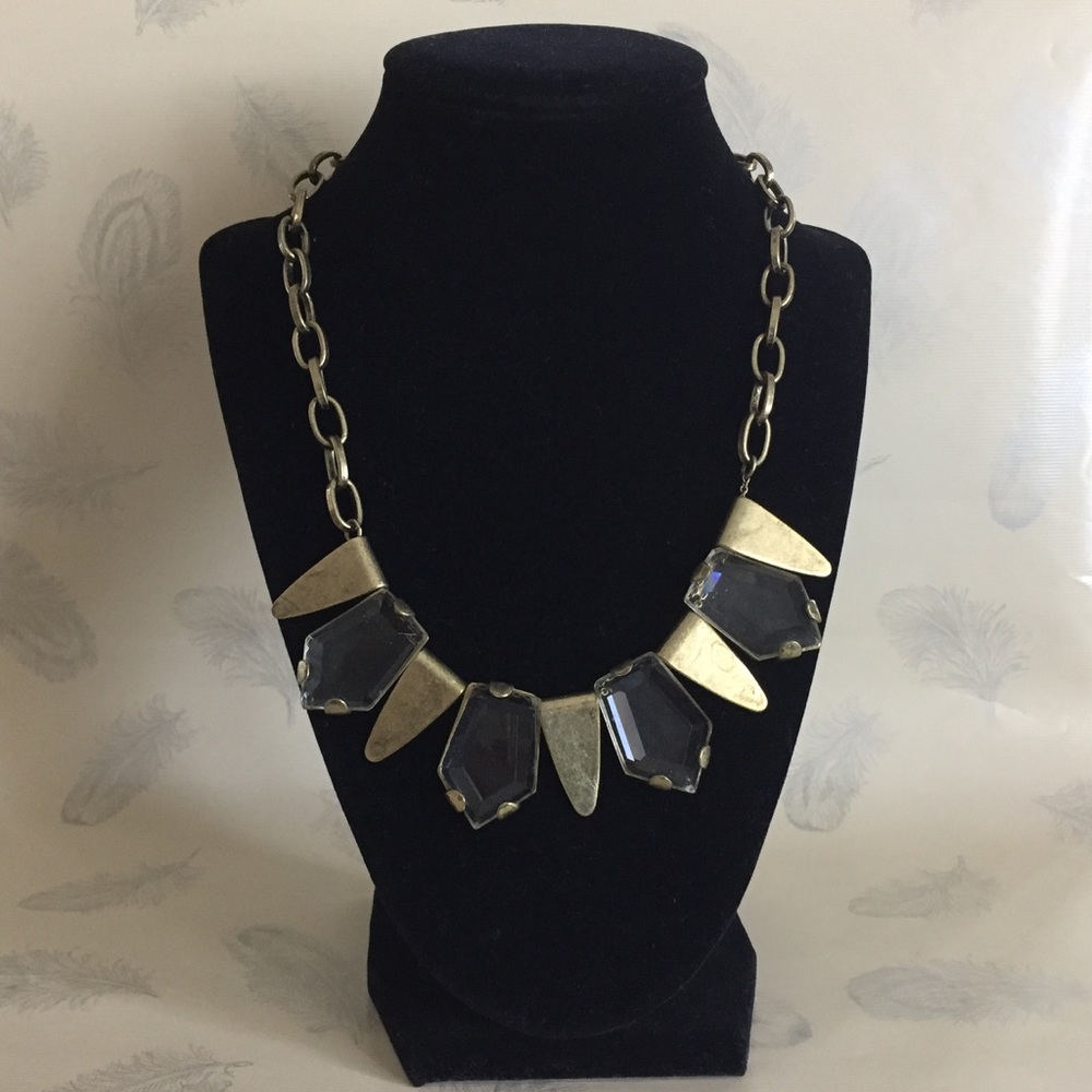 Chic J.Crew brass necklace with glass stones